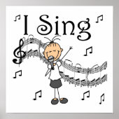 Stick Figuur Girl I Sing T-shirts en cadeautjes Poster (Voorkant)