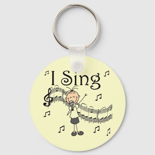Stick Figuur Girl I Sing T-shirts en cadeautjes Sleutelhanger (Voorkant)