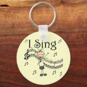 Stick Figuur Girl I Sing T-shirts en cadeautjes Sleutelhanger (Voorkant)
