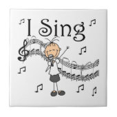 Stick Figuur Girl I Sing T-shirts en cadeautjes Tegeltje (Voorkant)