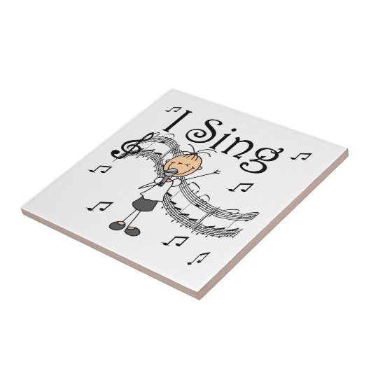 Stick Figuur Girl I Sing T-shirts en cadeautjes Tegeltje (Zijkant)