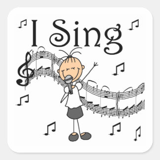 Stick Figuur Girl I Sing T-shirts en cadeautjes Vierkante Sticker
