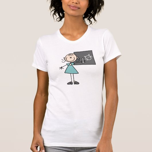 Stick Figuur Girl in Chalk Board T-shirt (Voorkant)