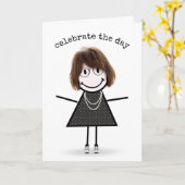 Stick Figuur Girl in Sneakers Kaart (Gele Bloem)