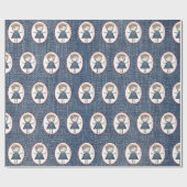 Stick Figuur Girl in Sneakers op Blue Denim Cadeaupapier (Vlak)