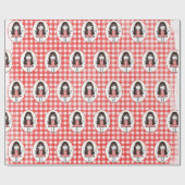 Stick Figuur Girl in Sneakers op Gingham Cadeaupapier (Vlak)