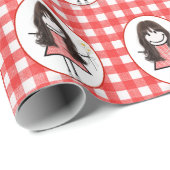 Stick Figuur Girl in Sneakers op Gingham Cadeaupapier (Rol Hoek)
