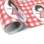 Stick Figuur Girl in Sneakers op Gingham Cadeaupapier (Rol Hoek)