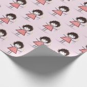 Stick Figuur Girl in Sneakers op roze Cadeaupapier (Hoek)