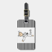 Stick Figuur Girl Karate T-shirts en cadeautjes Bagagelabel (Voorkant verticaal)