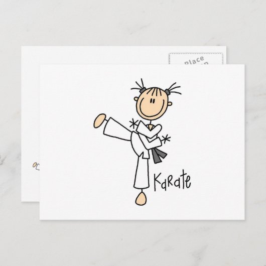 Stick Figuur Girl Karate T-shirts en cadeautjes Briefkaart (Voorkant / Achterkant)