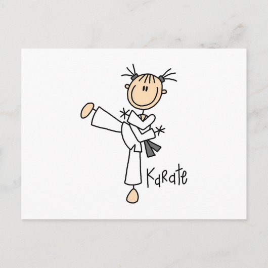 Stick Figuur Girl Karate T-shirts en cadeautjes Briefkaart (Voorkant)