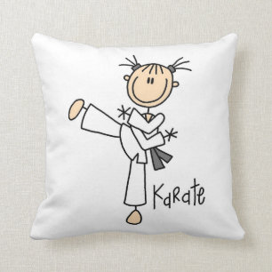 Stick Figuur Girl Karate T-shirts en cadeautjes Kussen