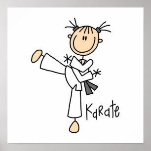 Stick Figuur Girl Karate T-shirts en cadeautjes Poster