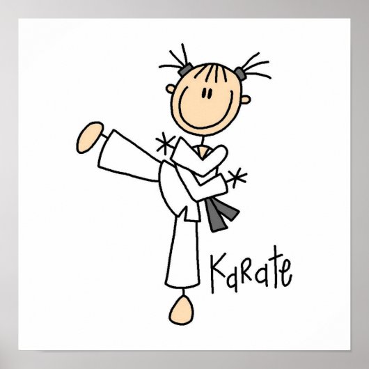 Stick Figuur Girl Karate T-shirts en cadeautjes Poster (Voorkant)