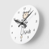 Stick Figuur Girl Karate T-shirts en cadeautjes Ronde Klok (Hoek)