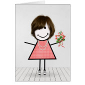Stick Figuur Girl met Birthday Bouquet (Voorkant)