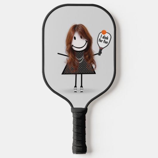 Stick Figuur Girl met Pickleball Paddle (Voorkant)