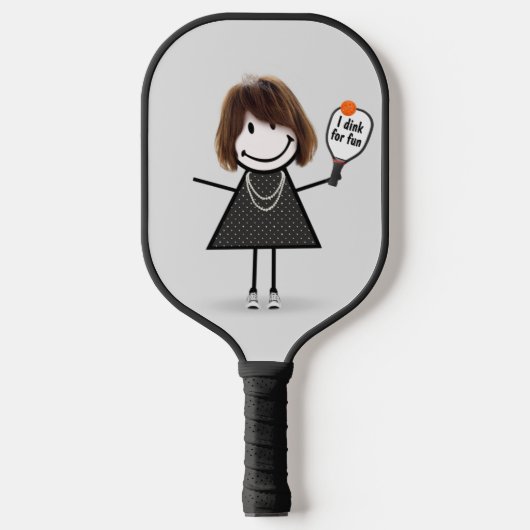 Stick Figuur Girl met Pickleball Paddle (Voorkant)