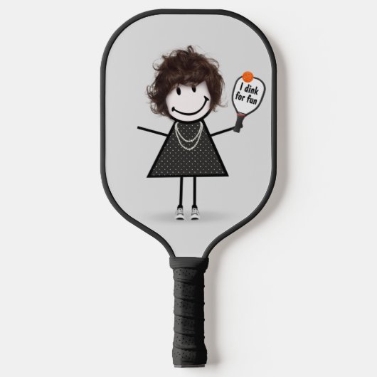 Stick Figuur Girl met Pickleball Paddle (Voorkant)