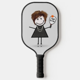 Stick Figuur Girl met Pickleball Paddle