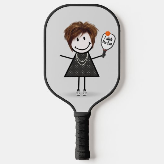 Stick Figuur Girl met Pickleball Paddle (Voorkant)