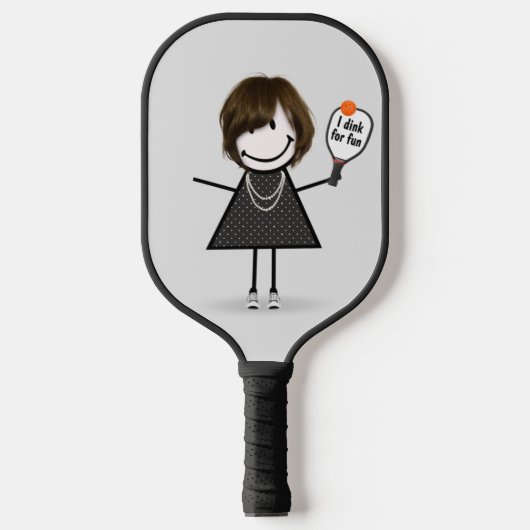 Stick Figuur Girl met Pickleball Paddle (Voorkant)