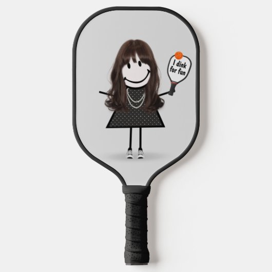 Stick Figuur Girl met Pickleball Paddle (Voorkant)
