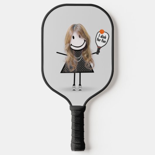 Stick Figuur Girl met Pickleball Paddle (Voorkant)