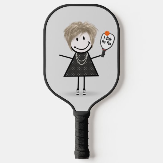 Stick Figuur Girl met Pickleball Paddle (Voorkant)