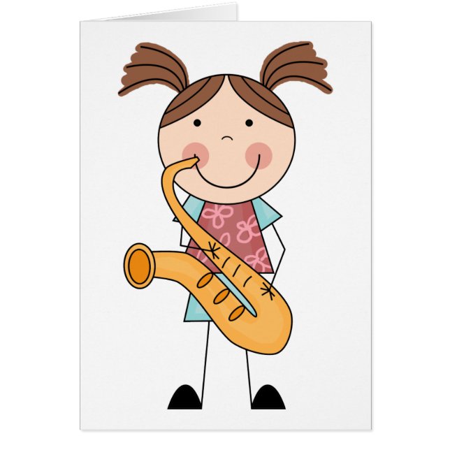 Stick Figuur Girl met saxophone (Voorkant)