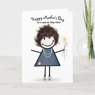 Stick Figuur Girl Moederdag voor Stepmama Kaart