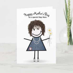 Stick Figuur Girl Moederdag voor Stepmama Kaart