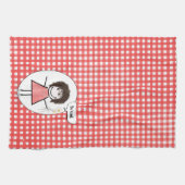 Stick Figuur Girl op Red Gingham Theedoek (Horizontaal)