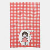 Stick Figuur Girl op Red Gingham Theedoek (Verticaal)