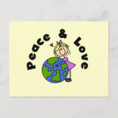 Stick Figuur Girl Peace and Love T-shirts en Gift Briefkaart (Voorkant)