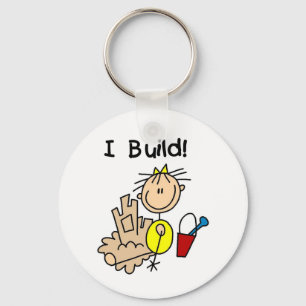 Stick Figuur Girl Sand Castle Sleutelhanger