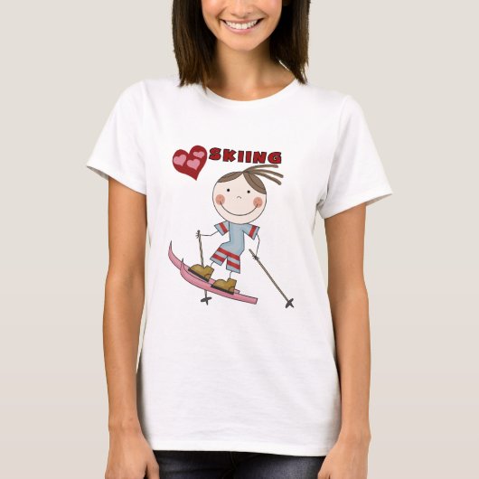 Stick Figuur Girl Skier Tshirts en Gifts (Voorkant)