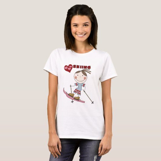 Stick Figuur Girl Skier Tshirts en Gifts (Voorkant volledig)