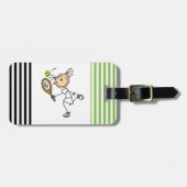 Stick Figuur Girl Tennis Player T-shirts en cadeau Bagagelabel (Voorkant horizontaal)