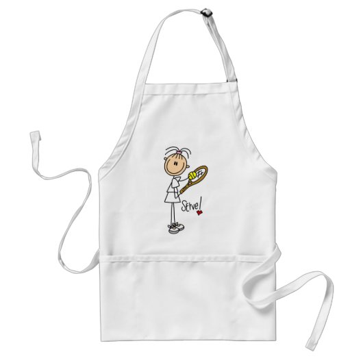 Stick Figuur Girl Tennis Serve Apron Standaard Schort (Voorkant)