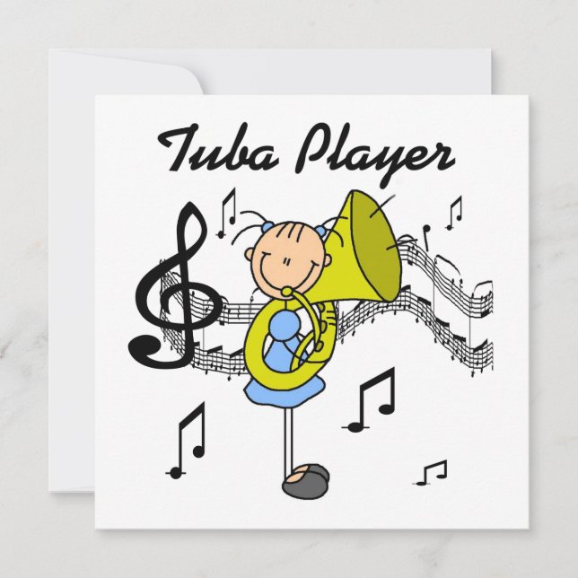 Stick Figuur Girl Tuba Player T-shirts en GIfts (Voorkant)