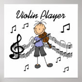 Stick Figuur Girl Violin Player T-shirts en cadeau Poster (Voorkant)