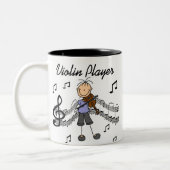 Stick Figuur Girl Violin Player T-shirts en cadeau Tweekleurige Koffiemok (Links)