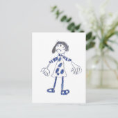 Stick Figuur Girl vraagt om Hug Briefkaart (Staand voorkant)