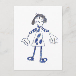 Stick Figuur Girl vraagt om Hug Briefkaart