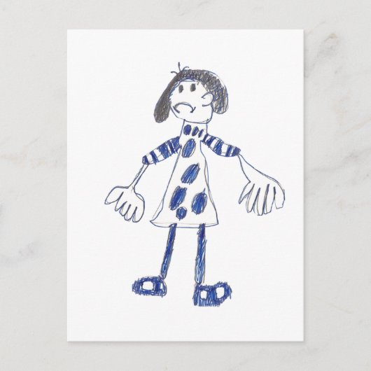 Stick Figuur Girl vraagt om Hug Briefkaart (Voorkant)