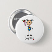 Stick Figuur Girl Winning Medal Button (Voorkant /achterkant)