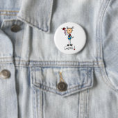 Stick Figuur Girl Winning Medal Button (In situ)