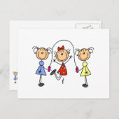 Stick Figuur GIrls Jumping Rope Briefkaart (Voorkant / Achterkant)
